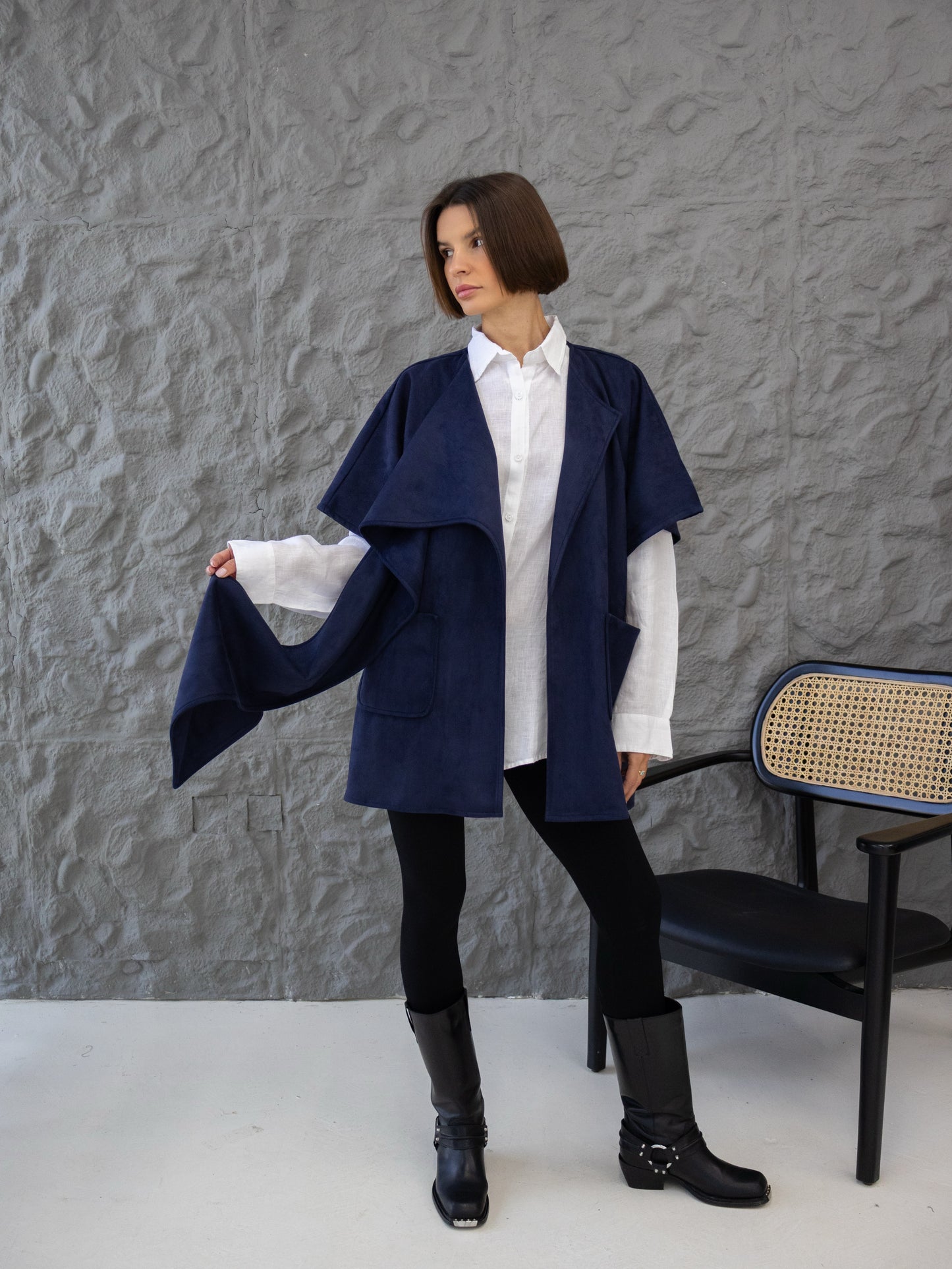 Cozy Shawl Jacket in Navy