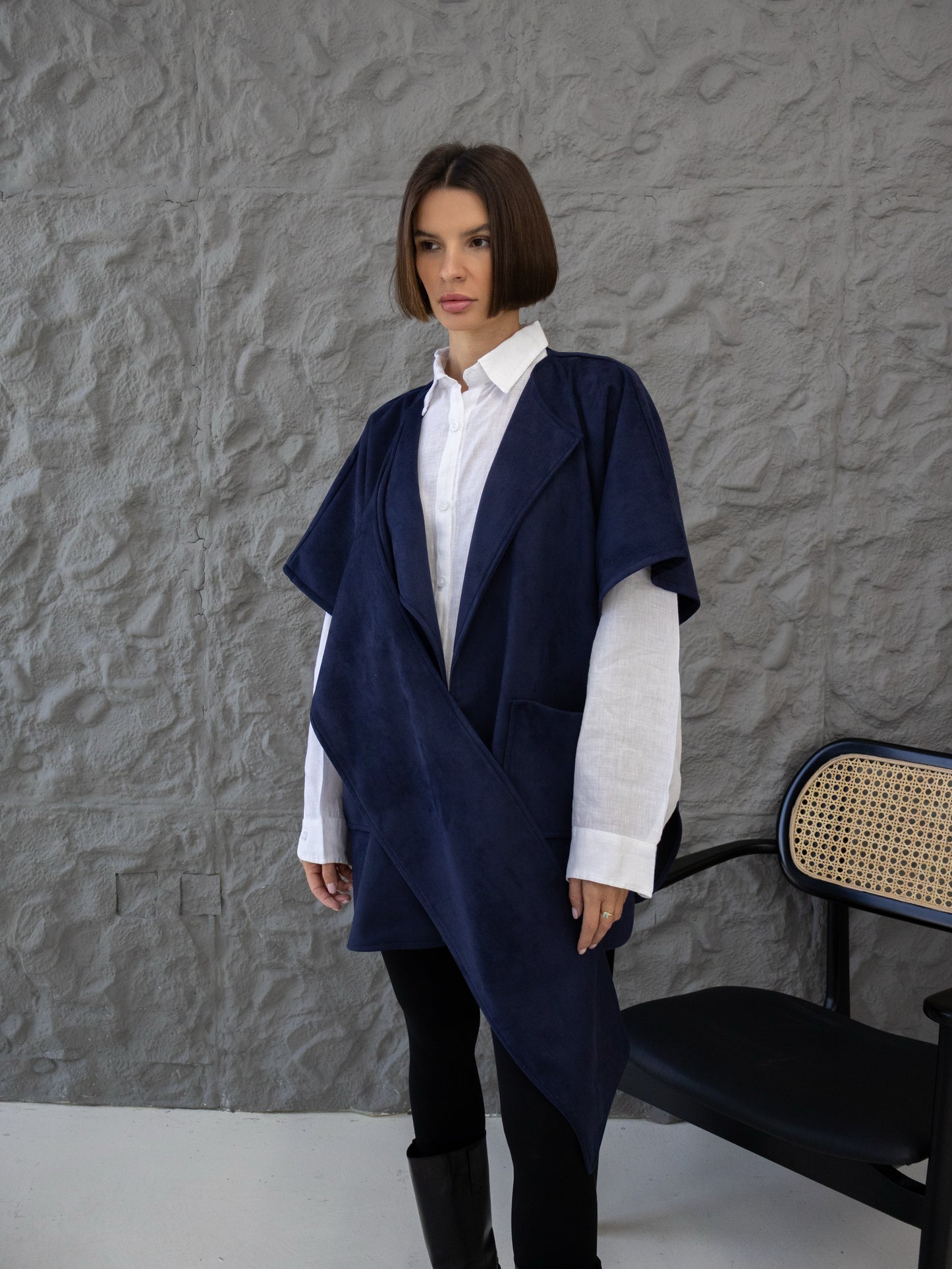 Cozy Shawl Jacket in Navy