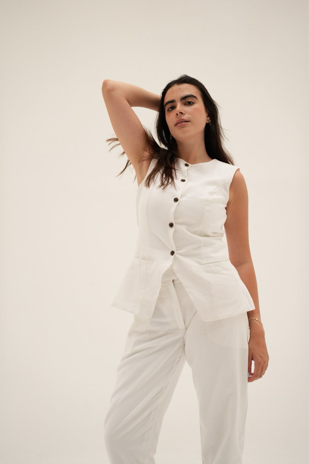 Linen Waistcoat In White