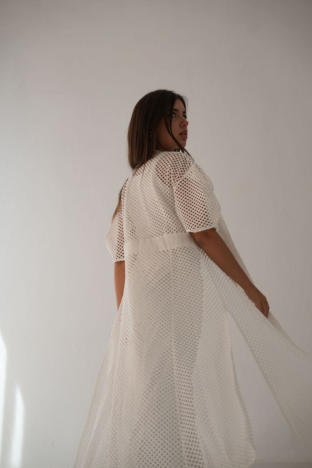 Net Dress In White