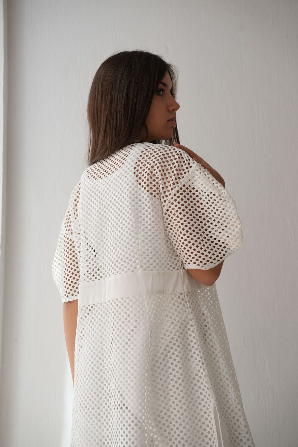 Net Dress In White