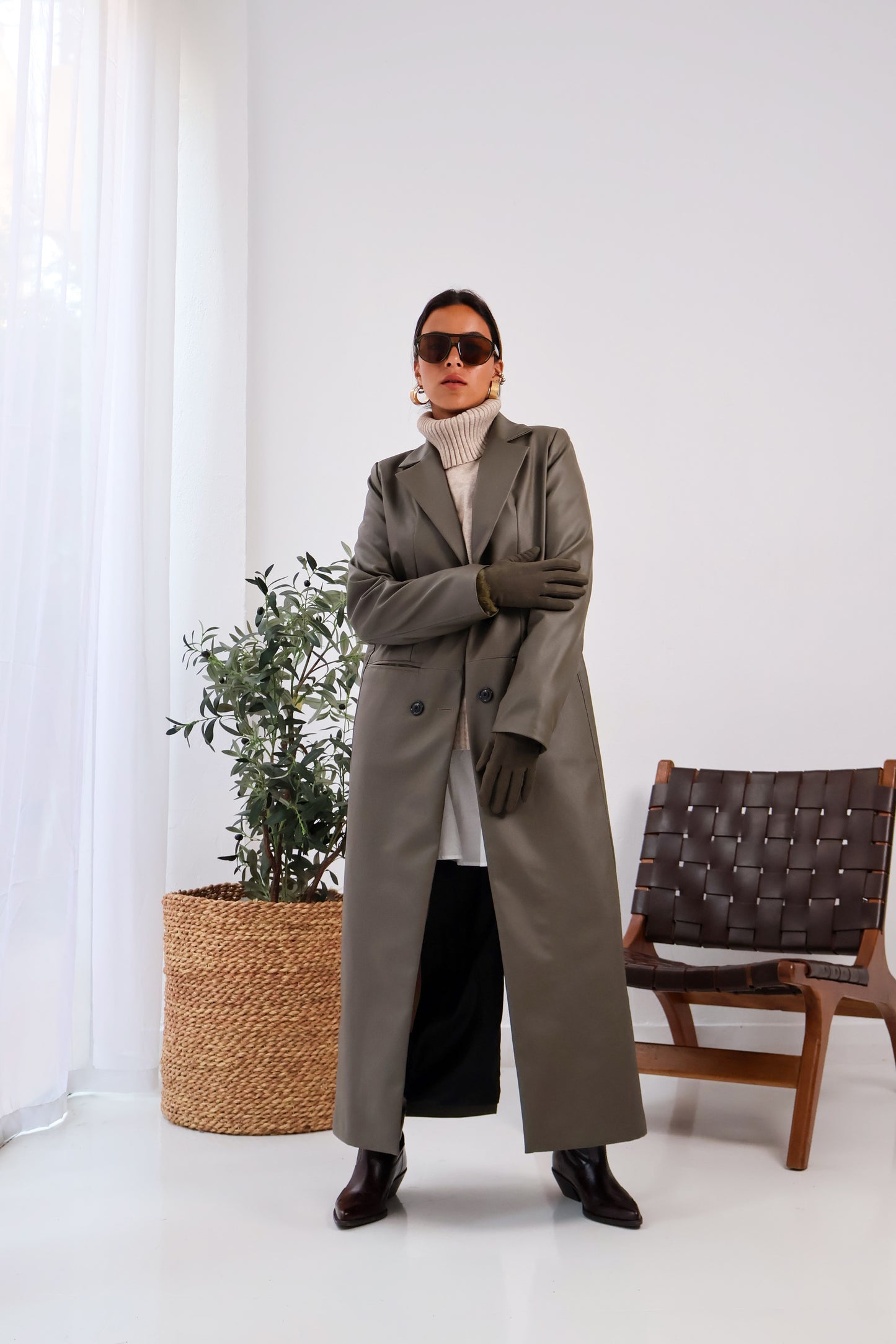 Rusted Calm Coat in Olive