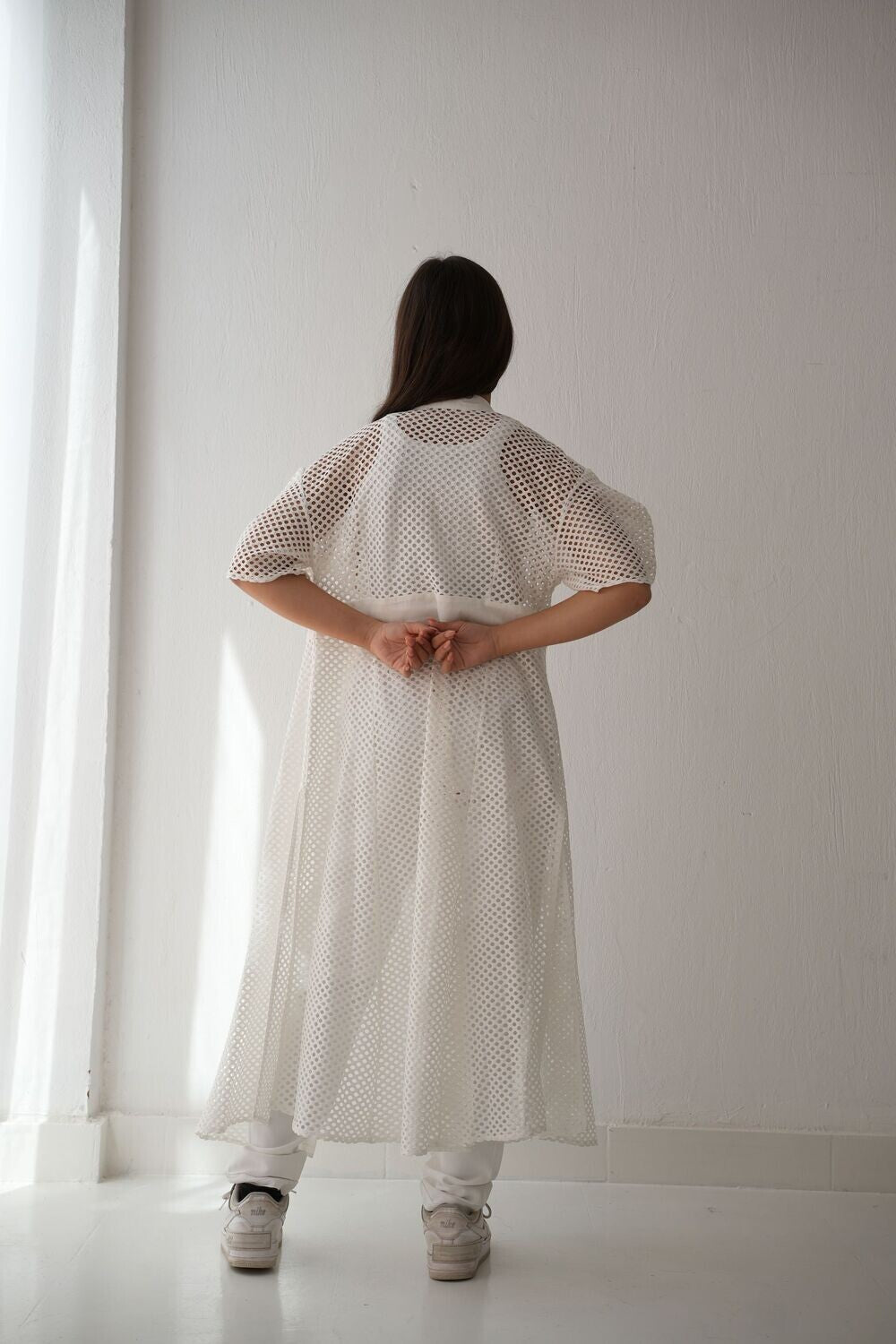Net Dress In White