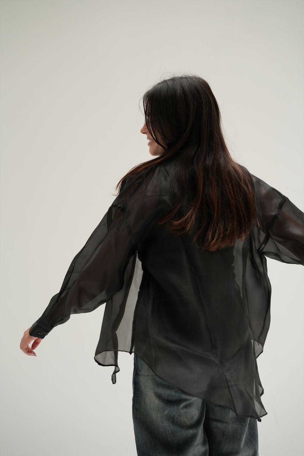 Oversized Sheer Shirt In Black