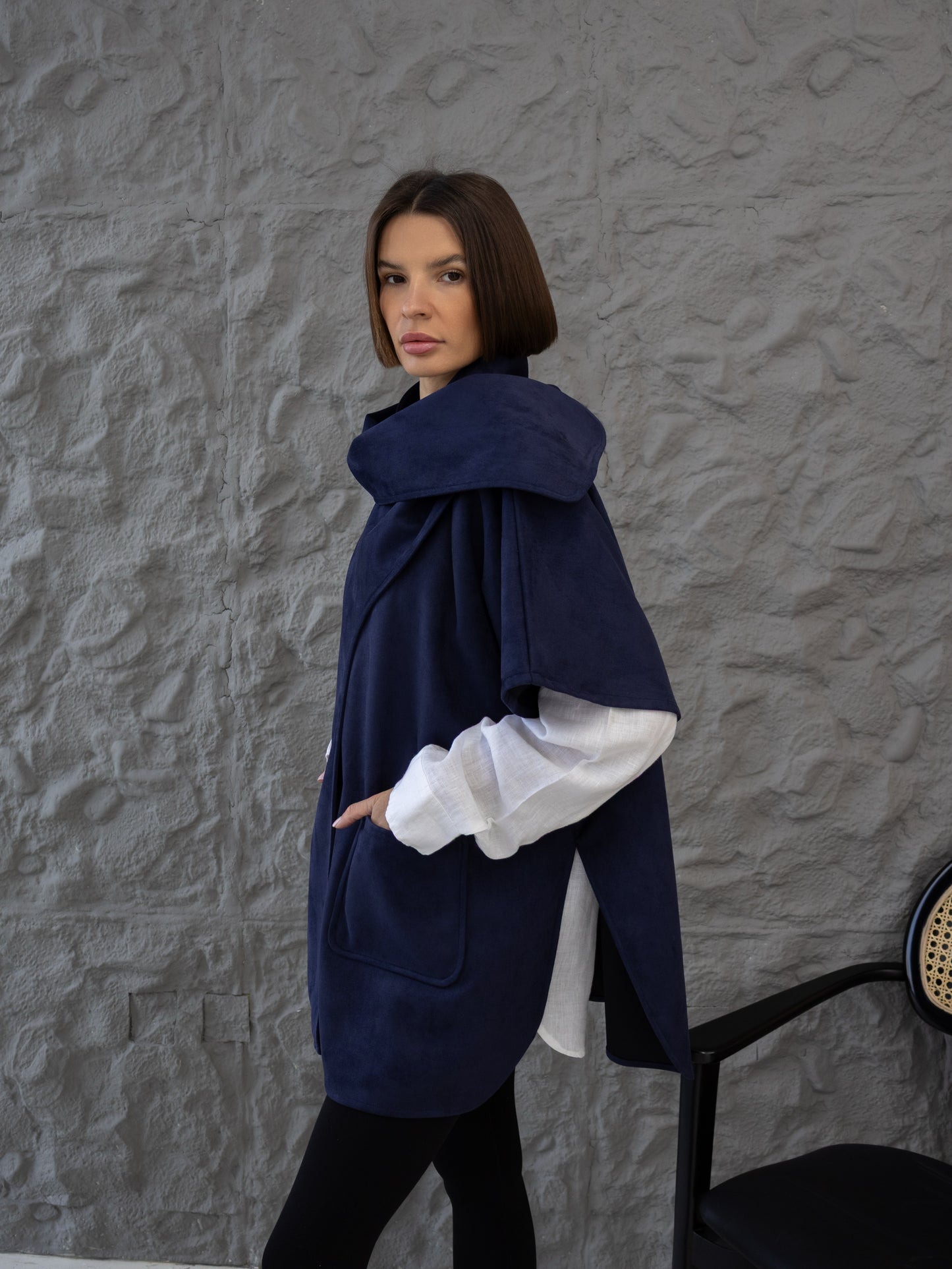 Cozy Shawl Jacket in Navy