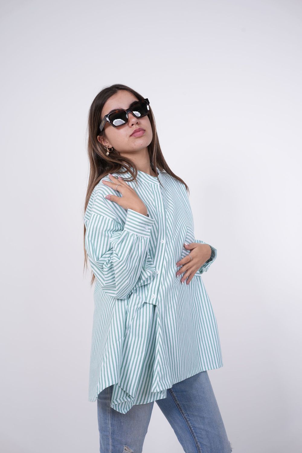 Oxford Striped Shirt In Green
