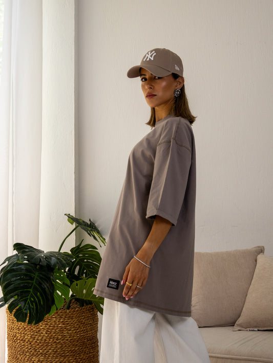 Seamless Stitch Tee in Mocha