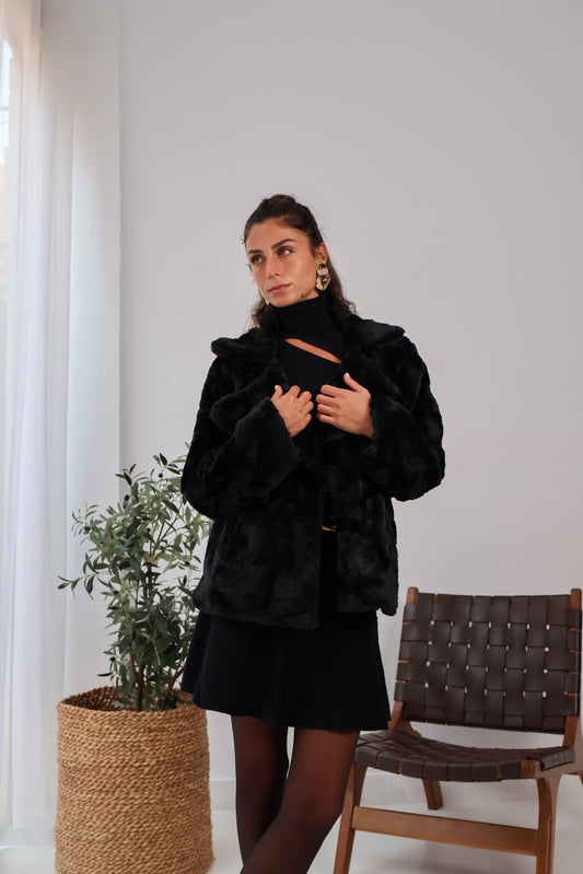 Wild Whisper Cropped Fur in Black