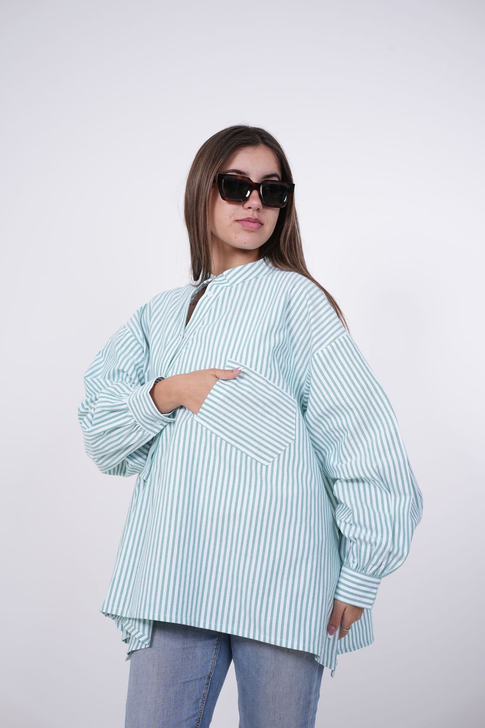 Oxford Striped Shirt In Green