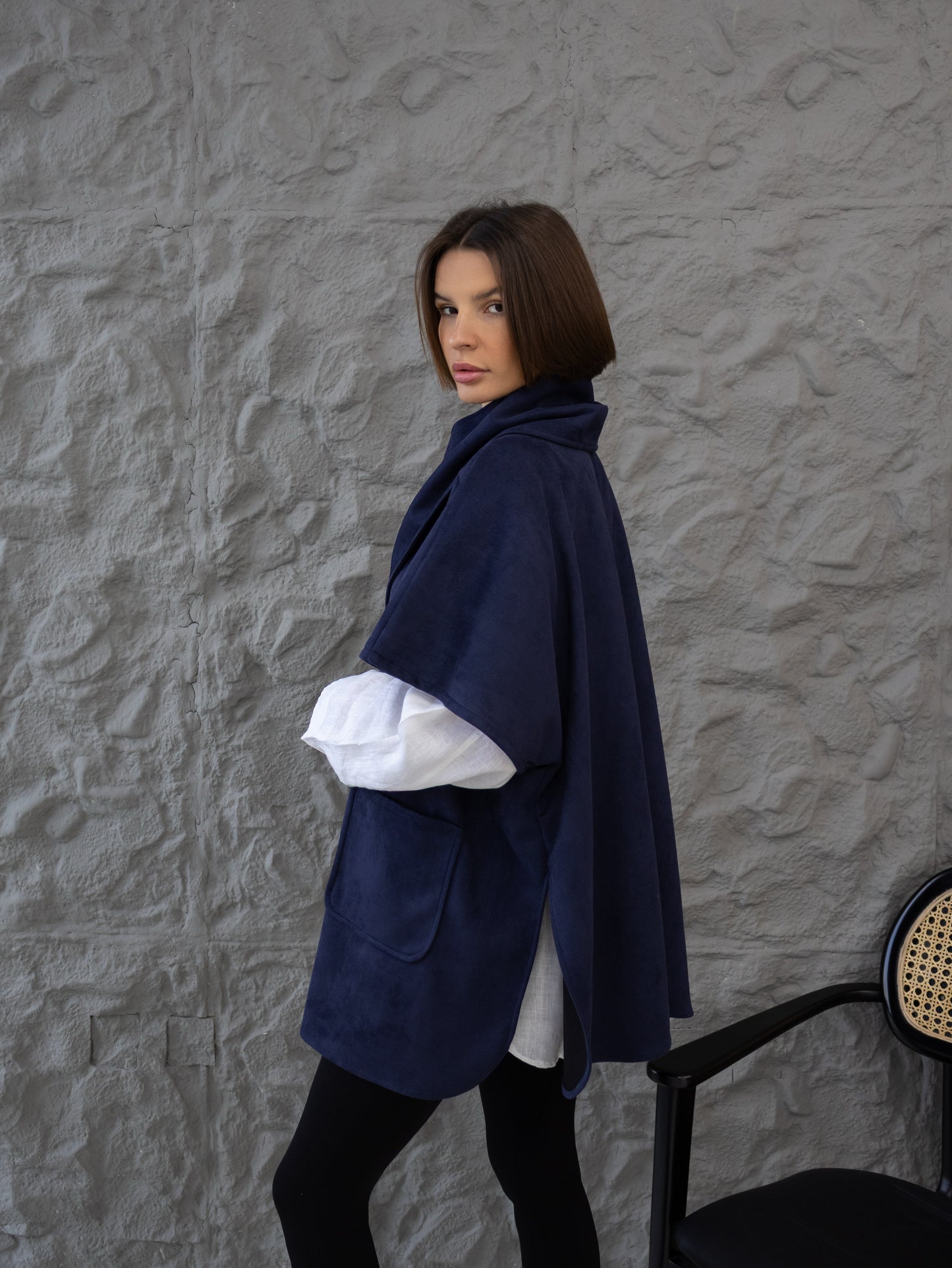 Cozy Shawl Jacket in Navy