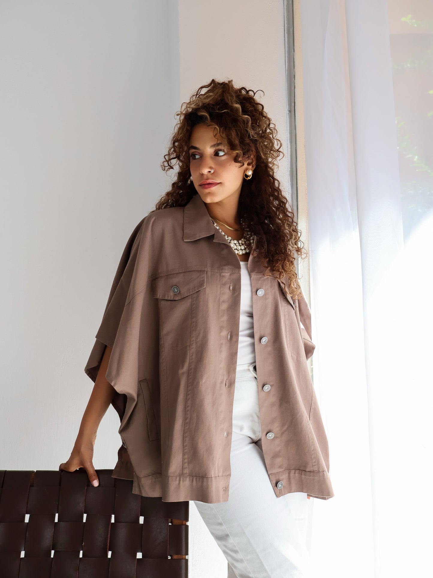 Denim Delight Vest in Brown