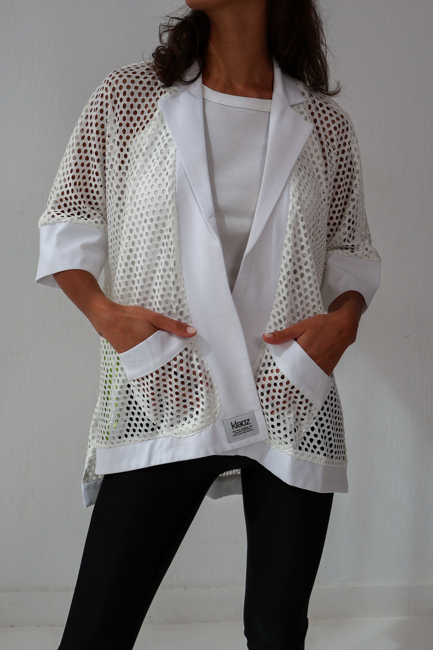Airy Half Sleeved Jacket in White