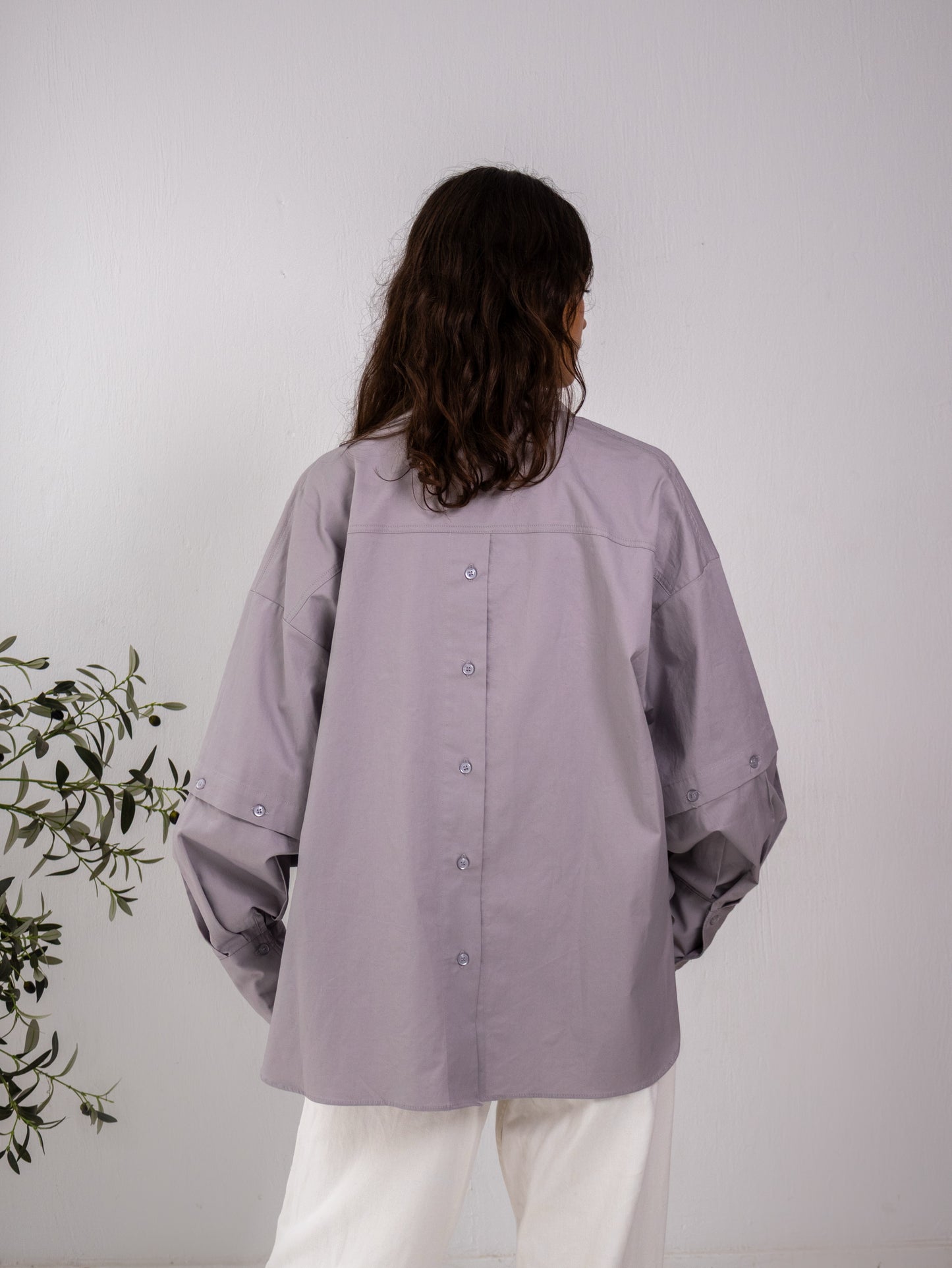 Buttoned Ease Chemise in Greyish Pink