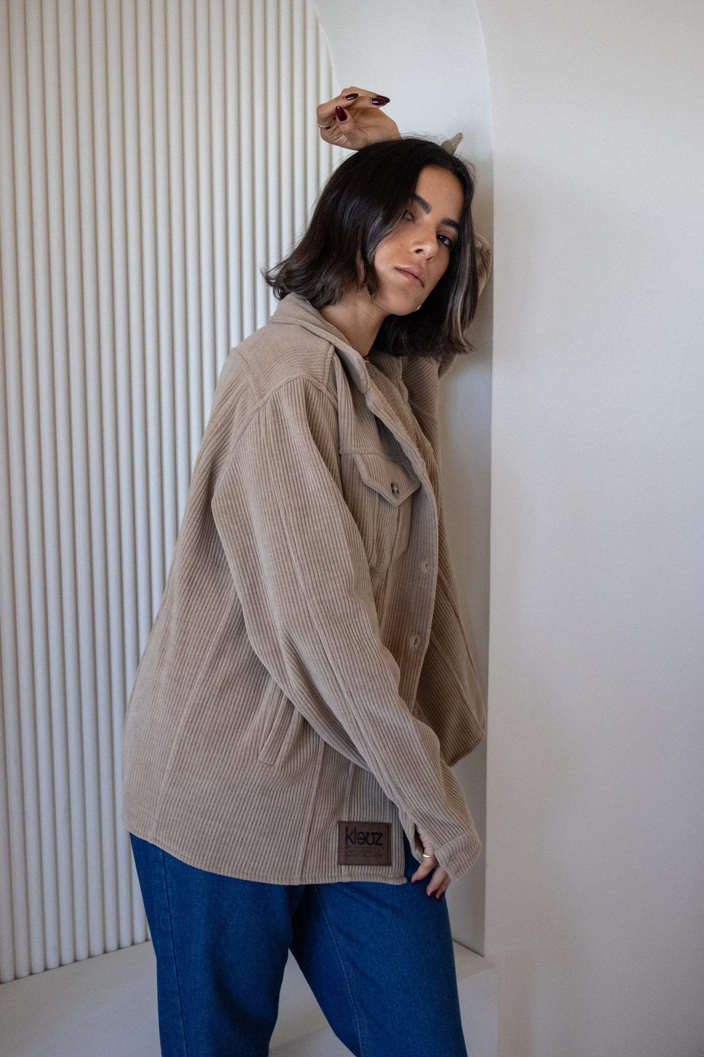 City Velvet Jacket in warm beige