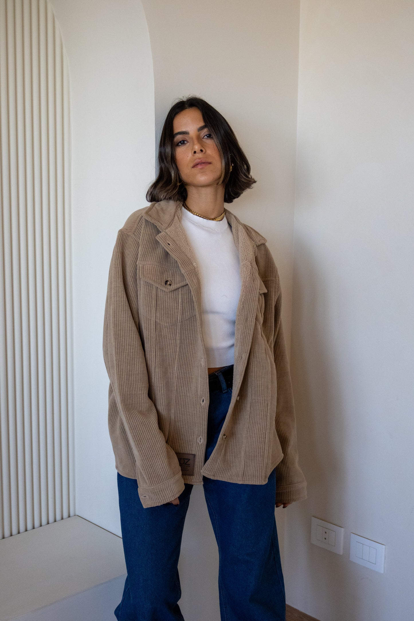 City Velvet Jacket in warm beige