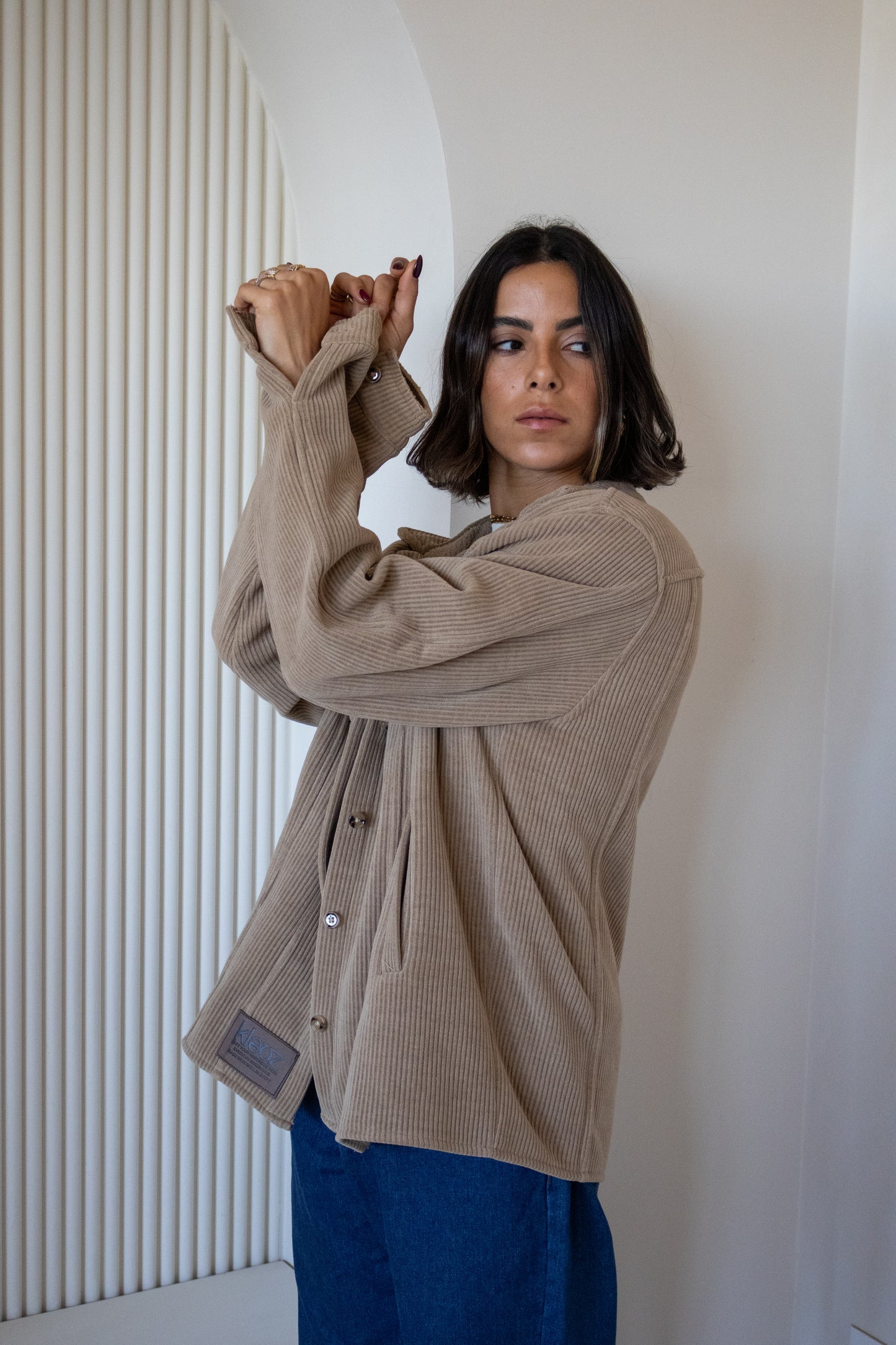 City Velvet Jacket in warm beige