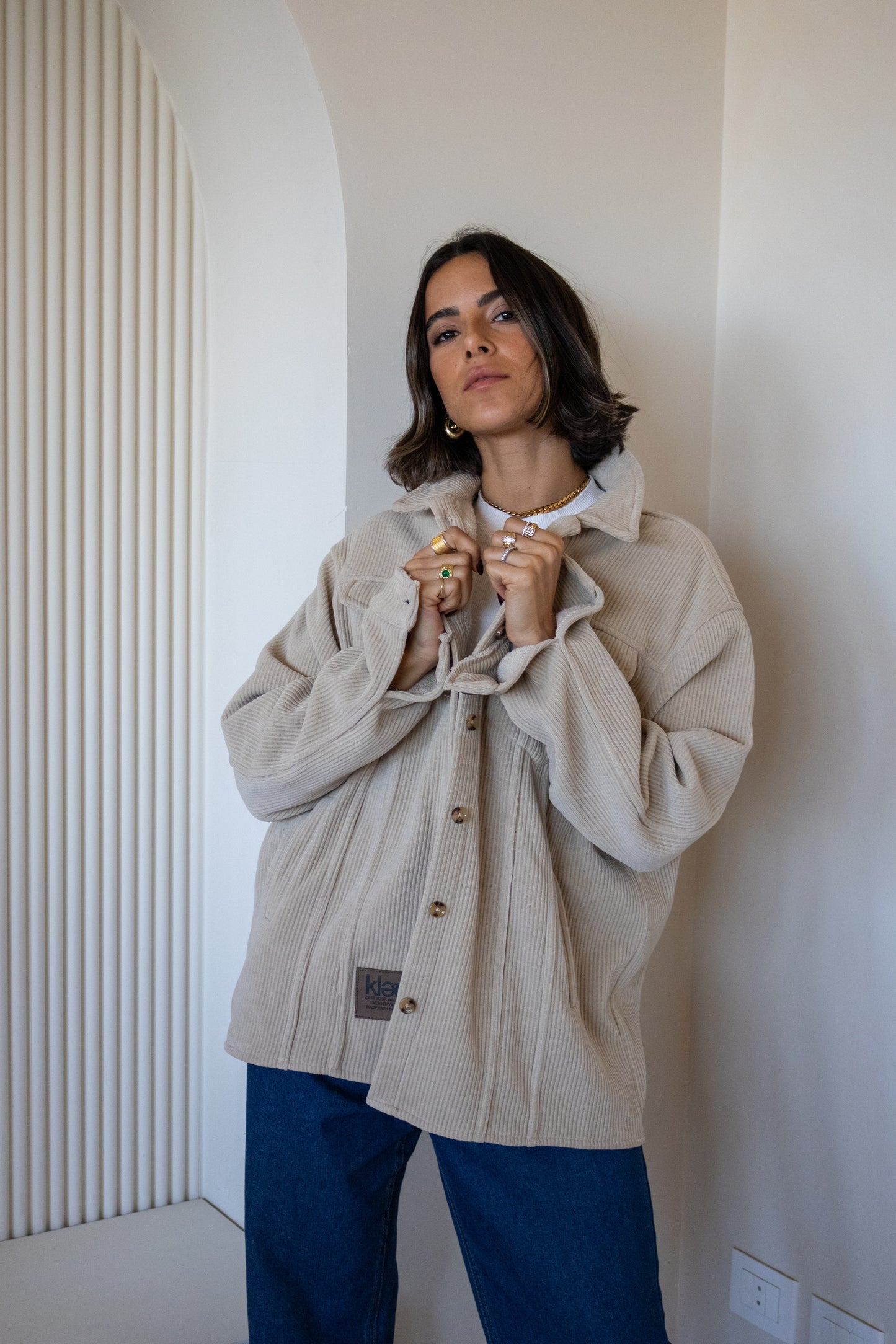 City Velvet Jacket in warm beige