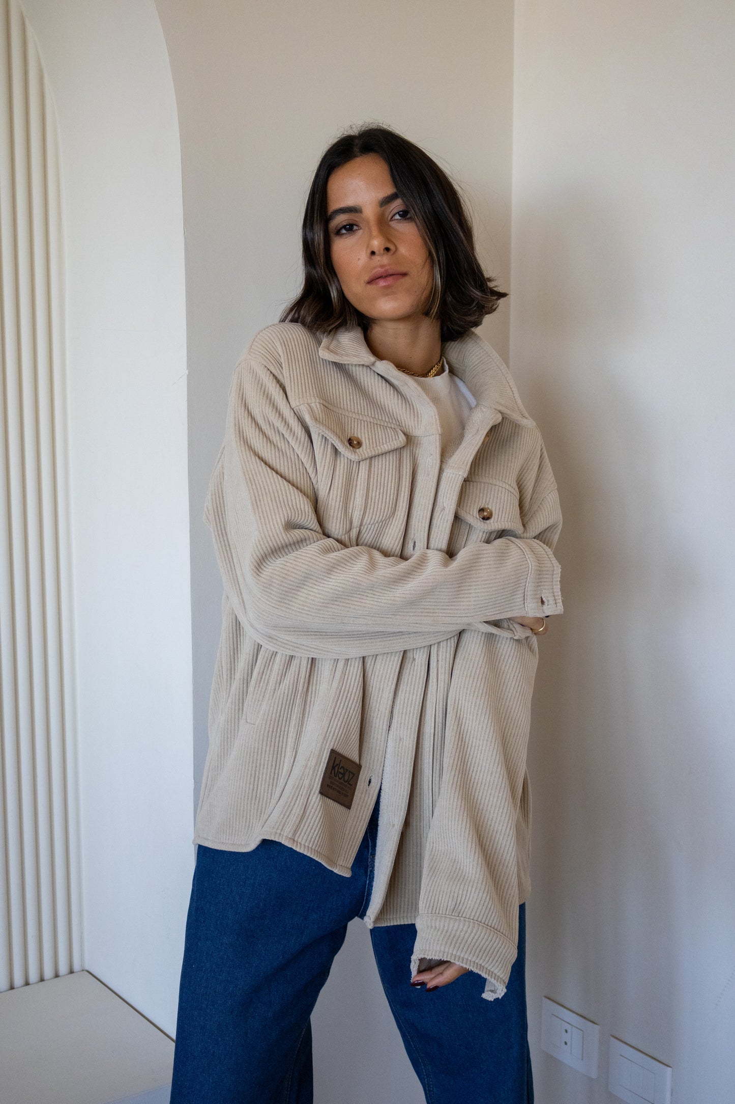 City Velvet Jacket in warm beige