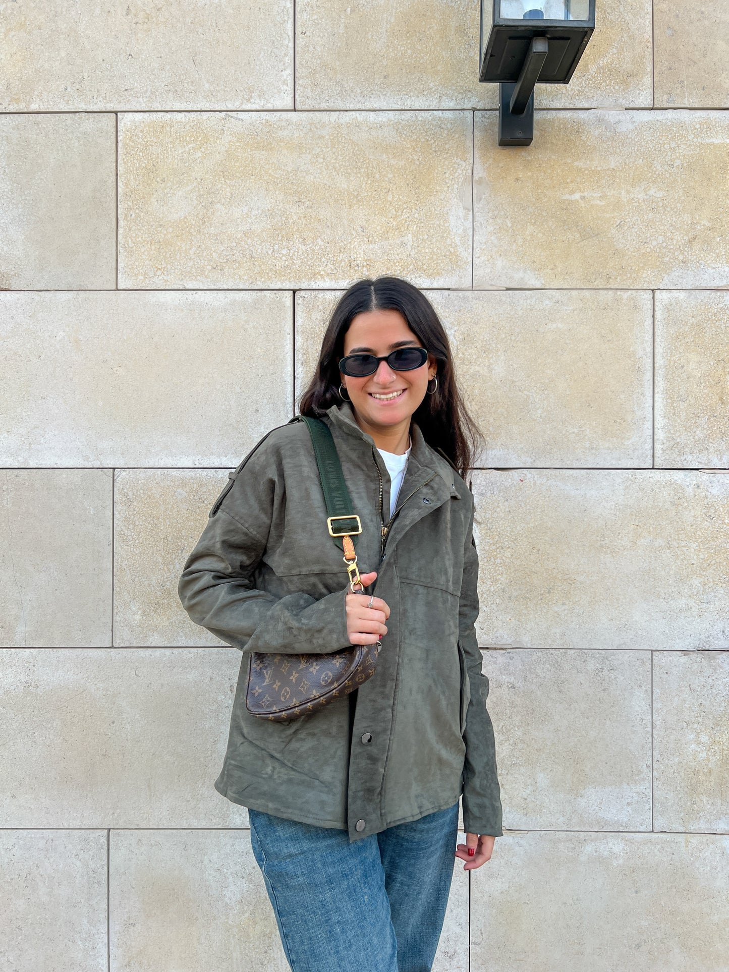 Suede Jacket in Olive