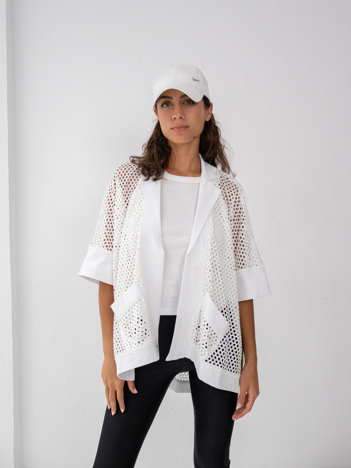 Airy Half Sleeved Jacket in White
