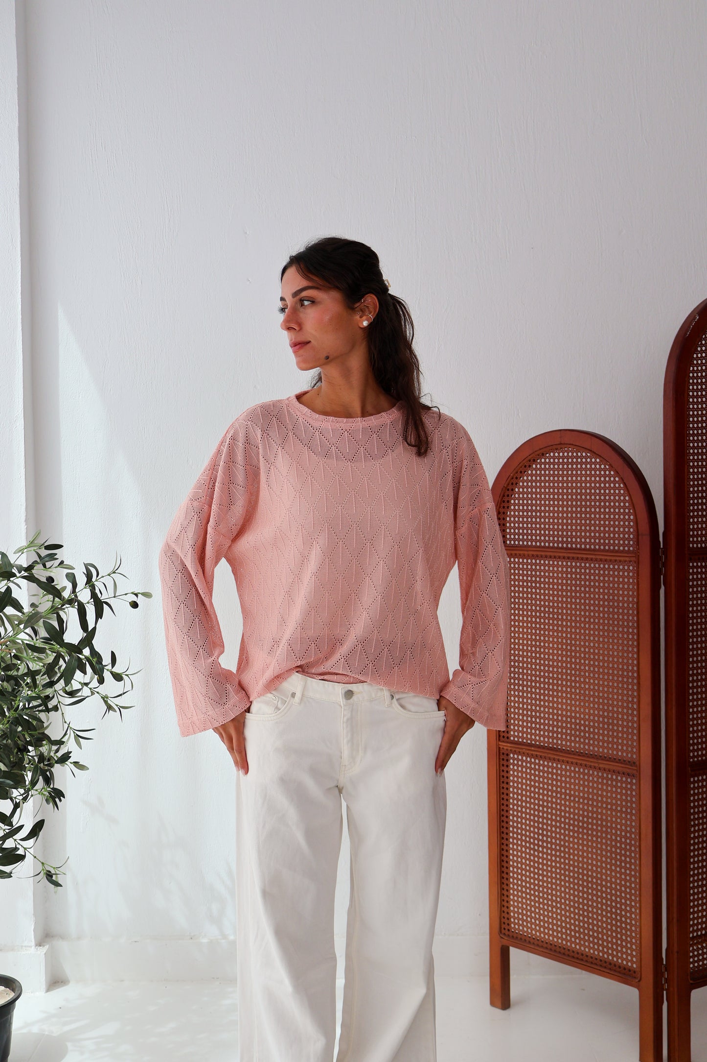 Aurea Knit Top in Powder Pink