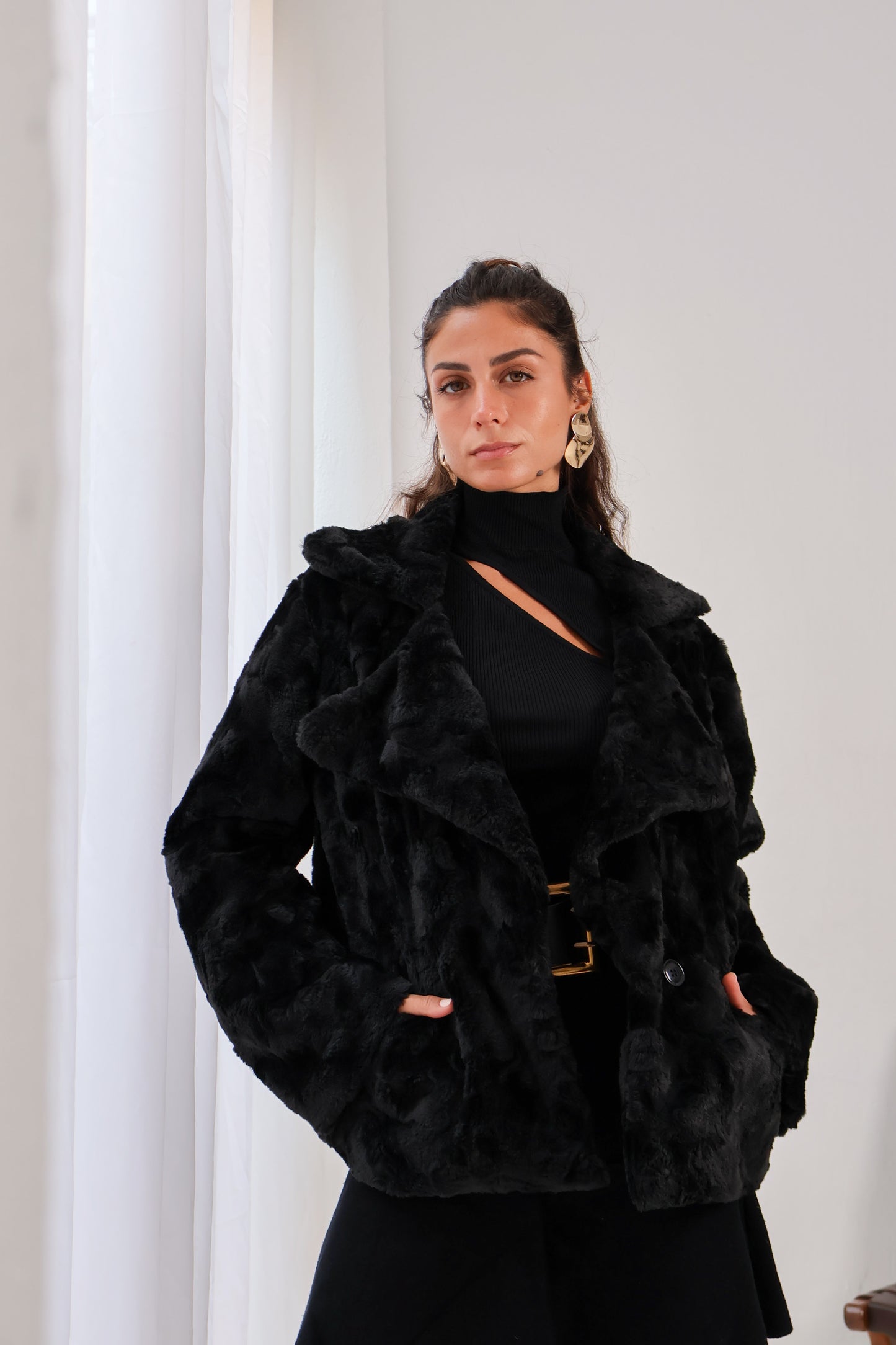 Wild Whisper Cropped Fur in Black