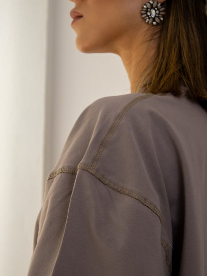 Seamless Stitch Tee in Mocha