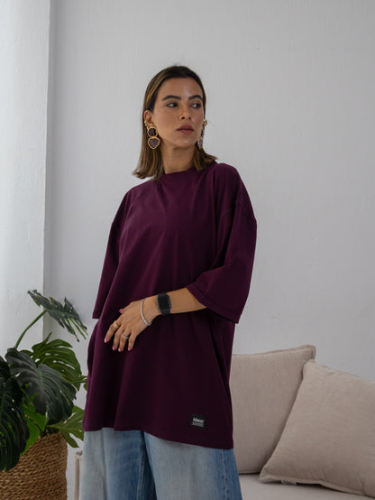 Seamless Stitch Tee in Burgundy