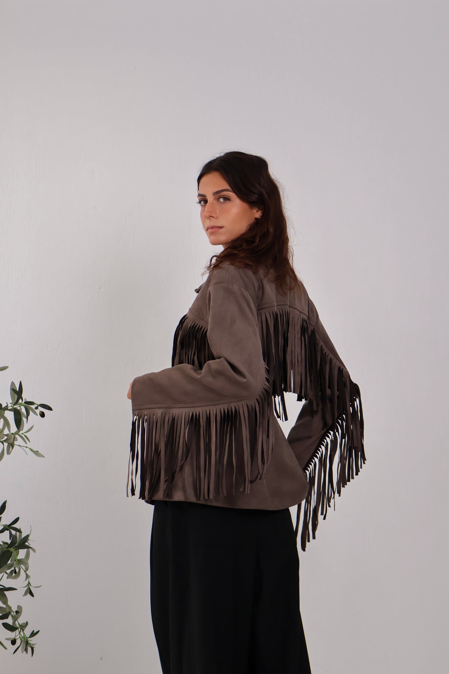 Soft Chill Fringe Shacket in Brown