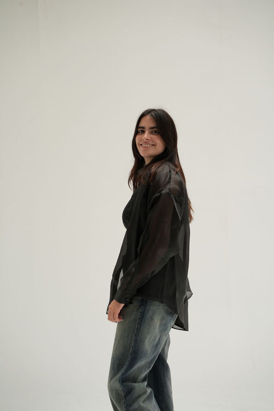Oversized Sheer Shirt In Black