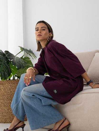 Seamless Stitch Tee in Burgundy