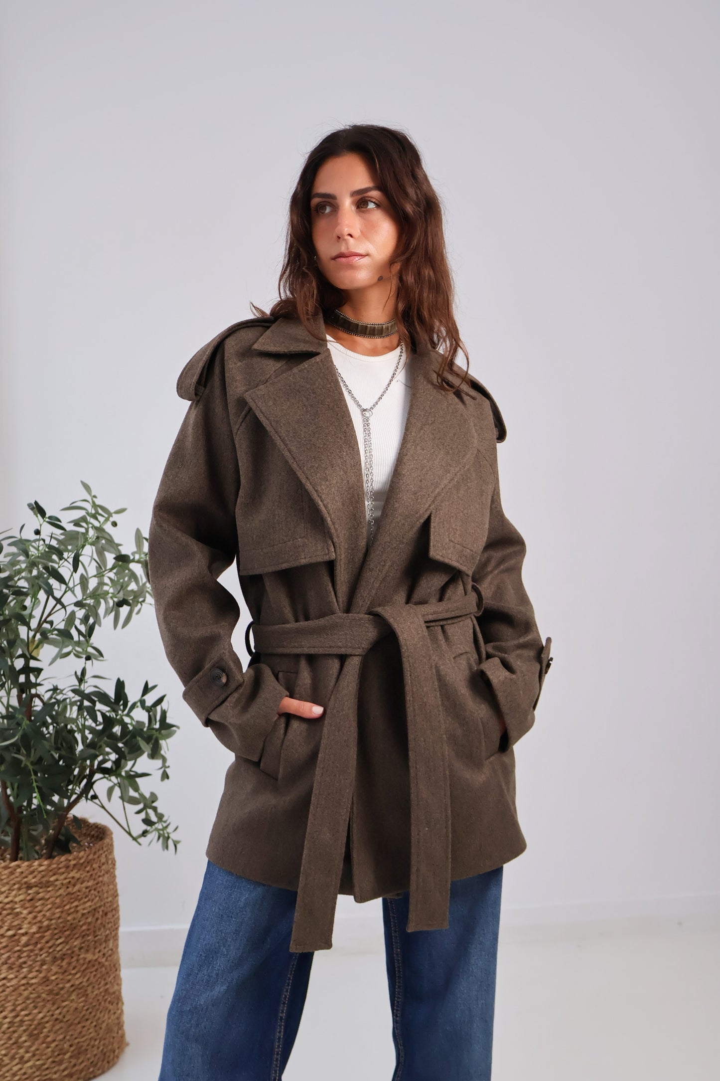 Duskline Trench Coat in Brown