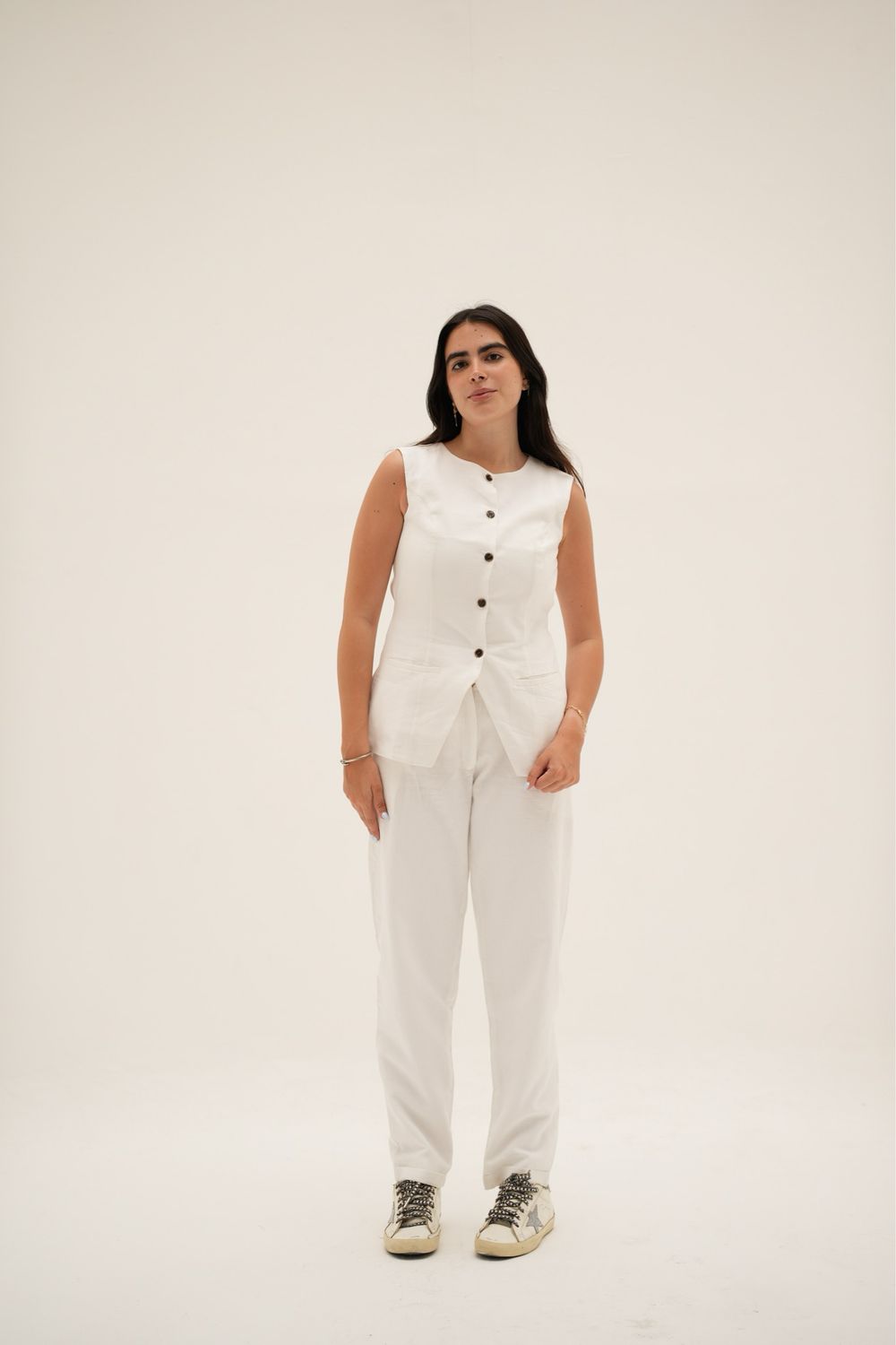 Linen Waistcoat In White