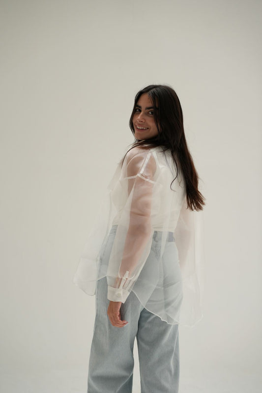 Oversized Sheer Shirt In White