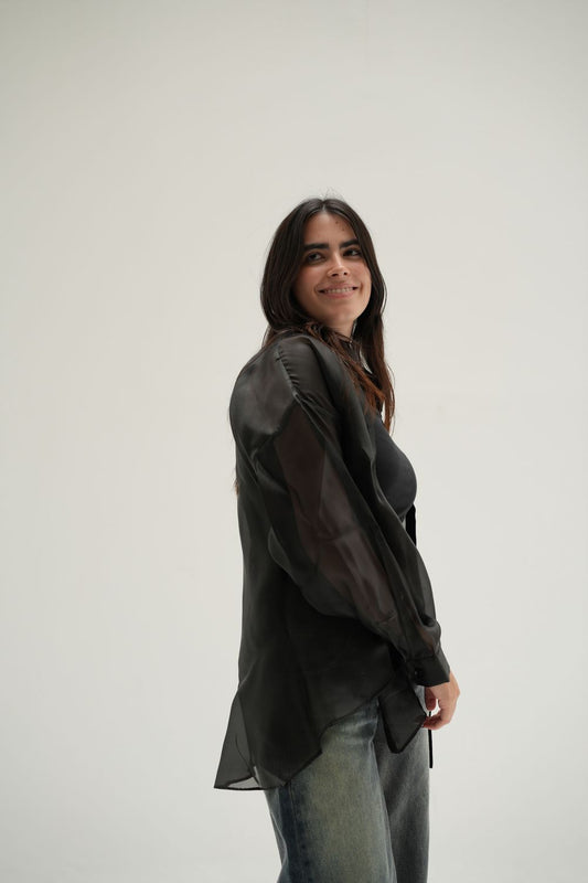 Oversized Sheer Shirt In Black