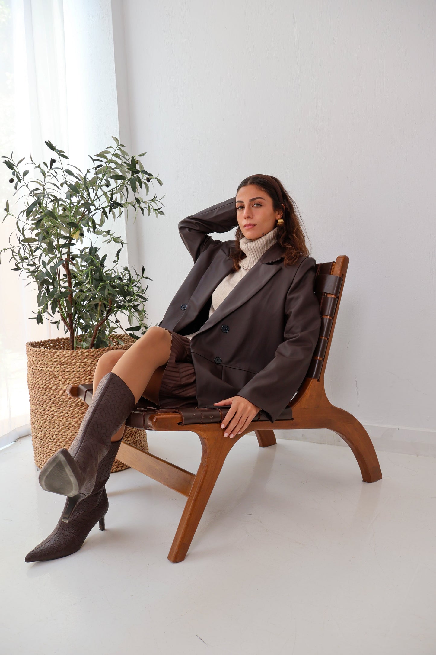 Arctic Leather Blazer in Brown