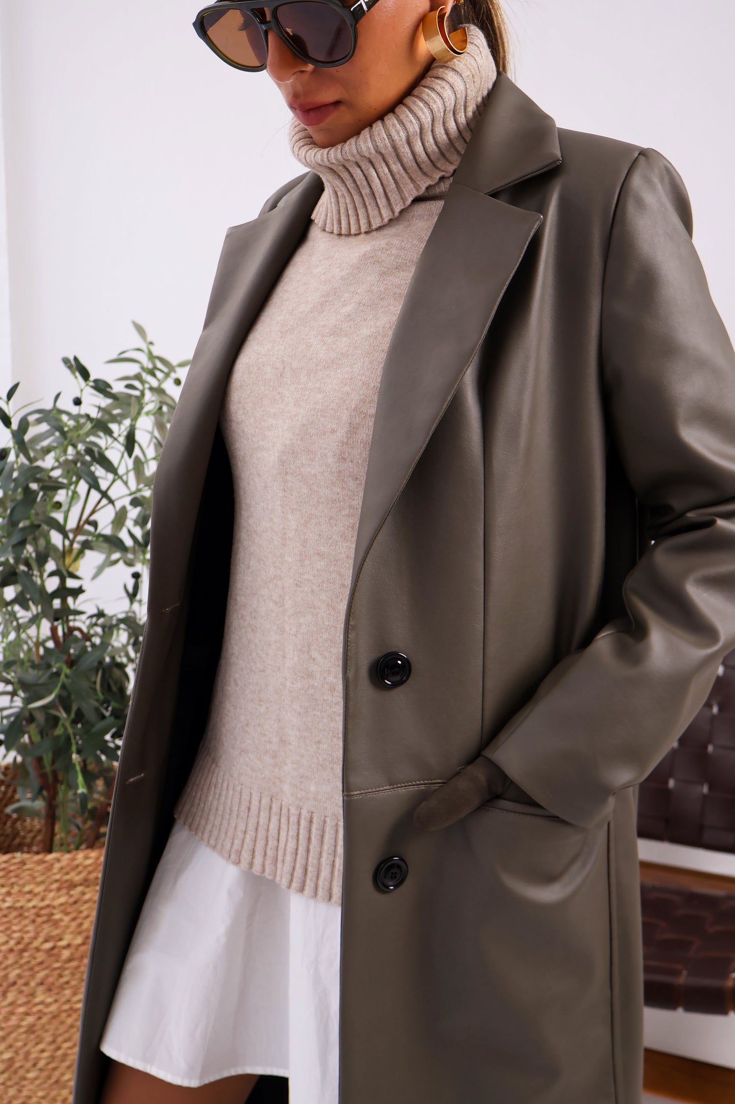 Rusted Calm Coat in Olive