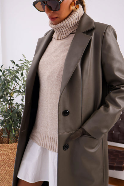 Rusted Calm Coat in Olive