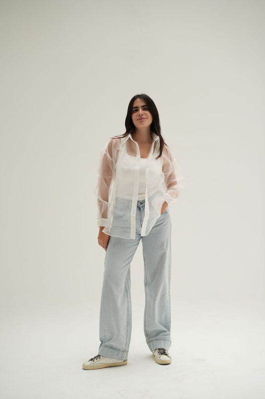 Oversized Sheer Shirt In White