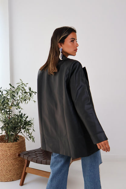 Arctic Leather Blazer in Black