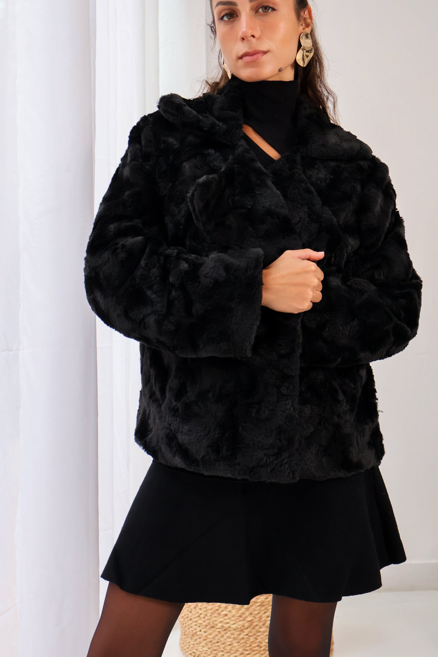 Wild Whisper Cropped Fur in Black