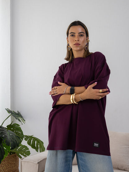 Seamless Stitch Tee in Burgundy