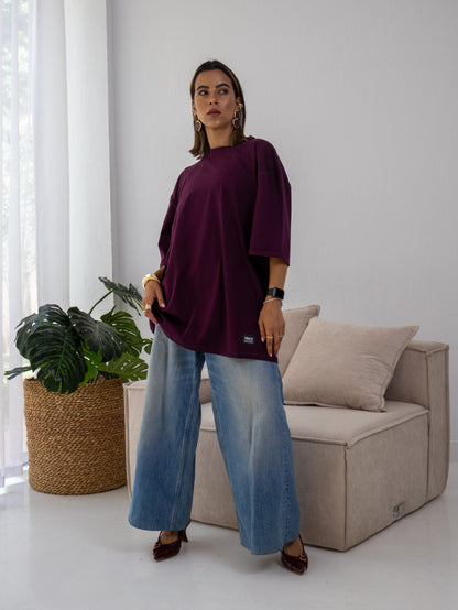 Seamless Stitch Tee in Burgundy