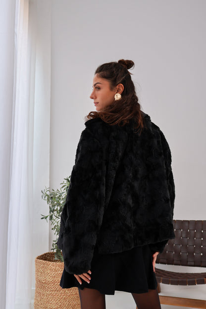 Wild Whisper Cropped Fur in Black