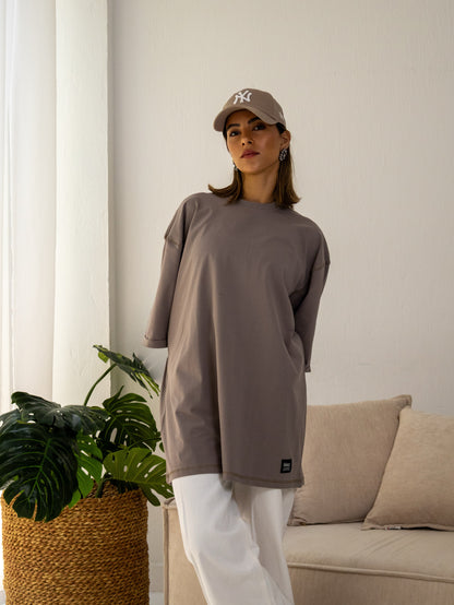 Seamless Stitch Tee in Mocha