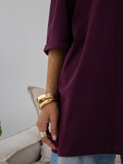 Seamless Stitch Tee in Burgundy