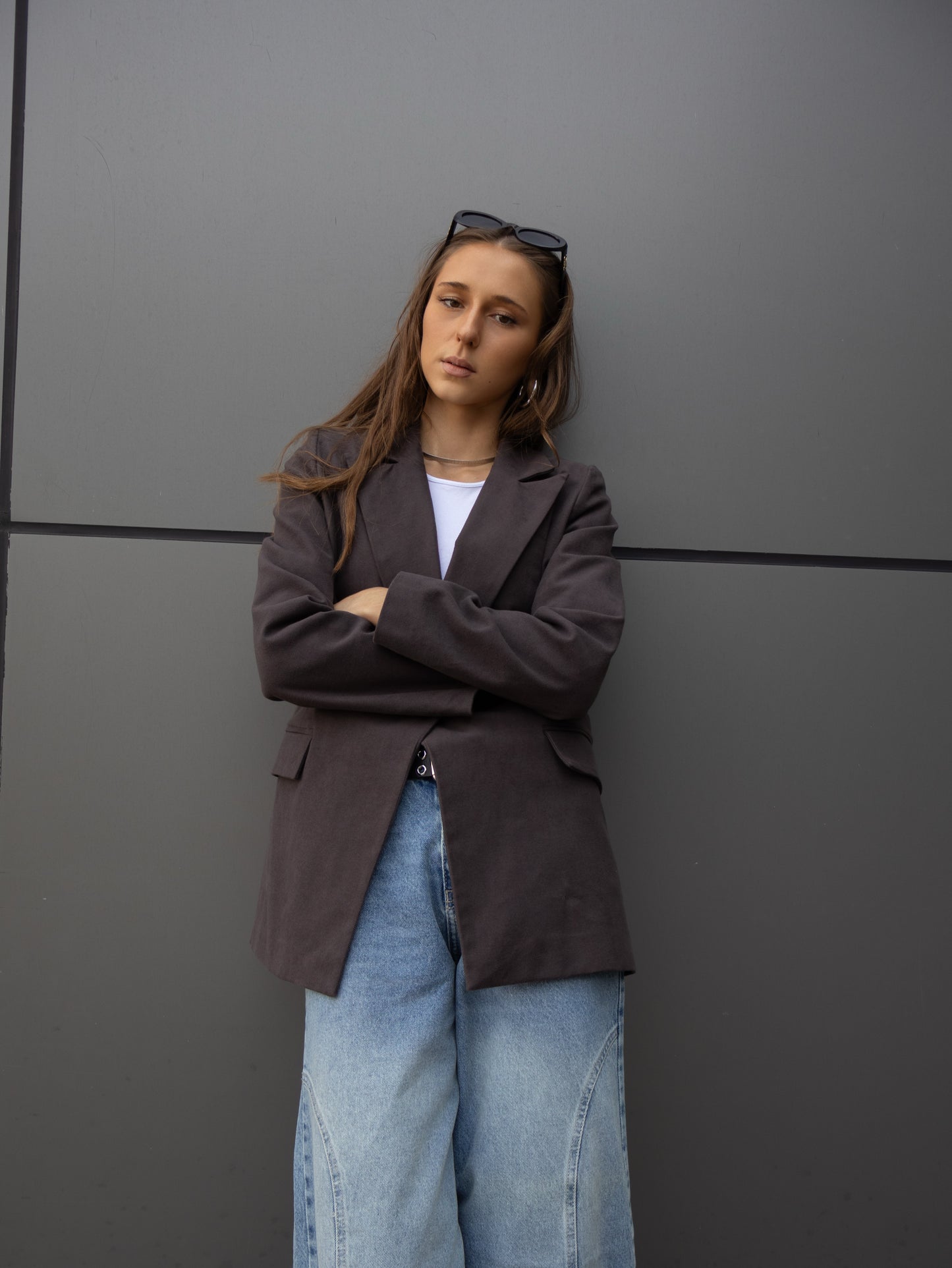 Glacier Cut Blazer in Dark Grey