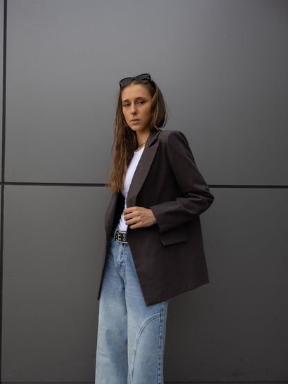 Glacier Cut Blazer in Dark Grey