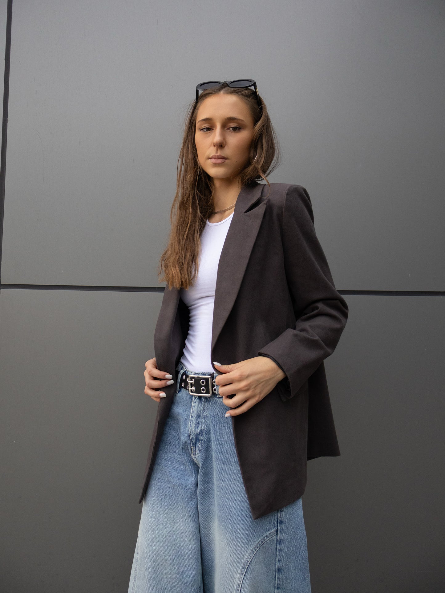 Glacier Cut Blazer in Dark Grey