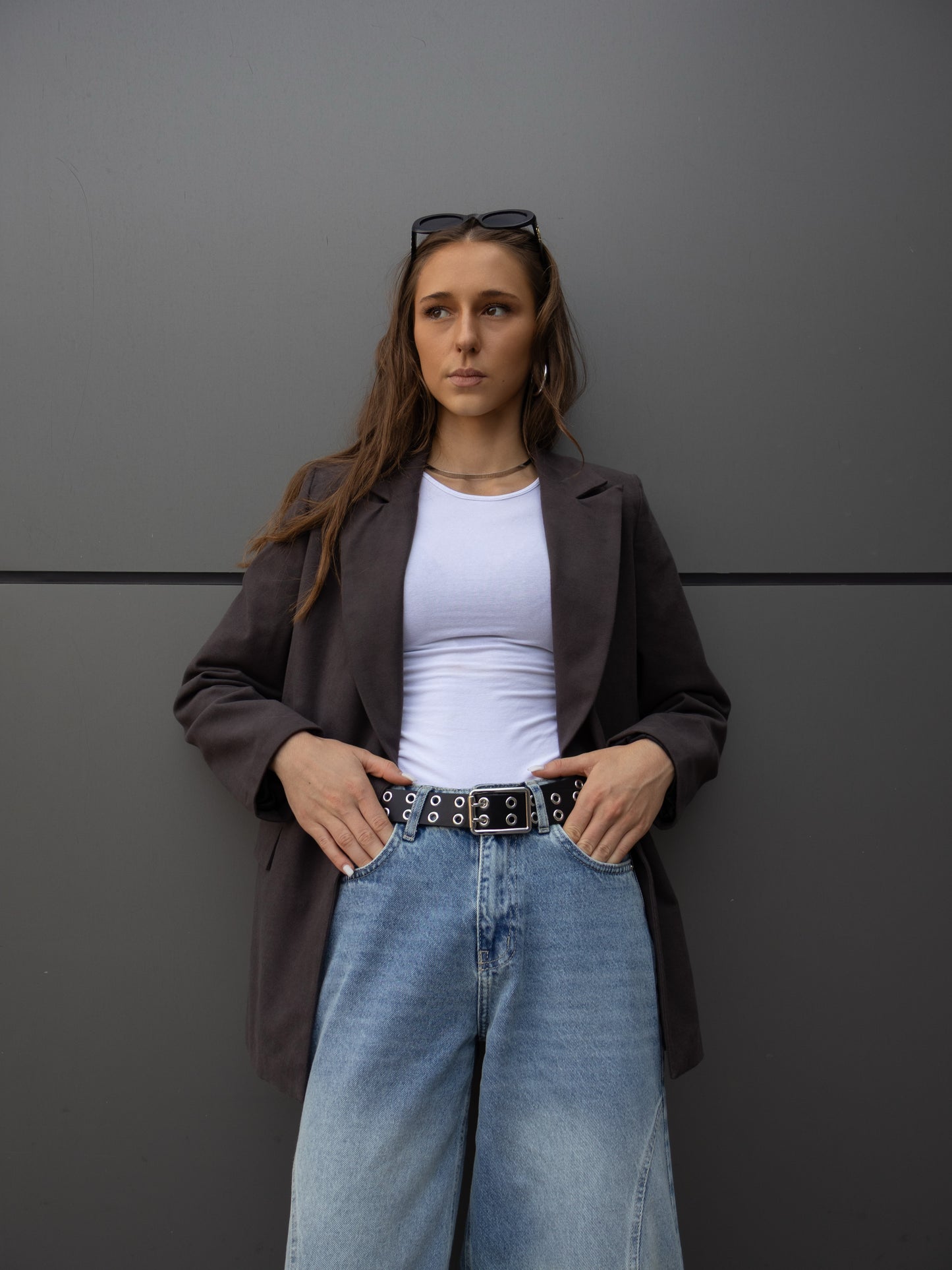 Glacier Cut Blazer in Dark Grey